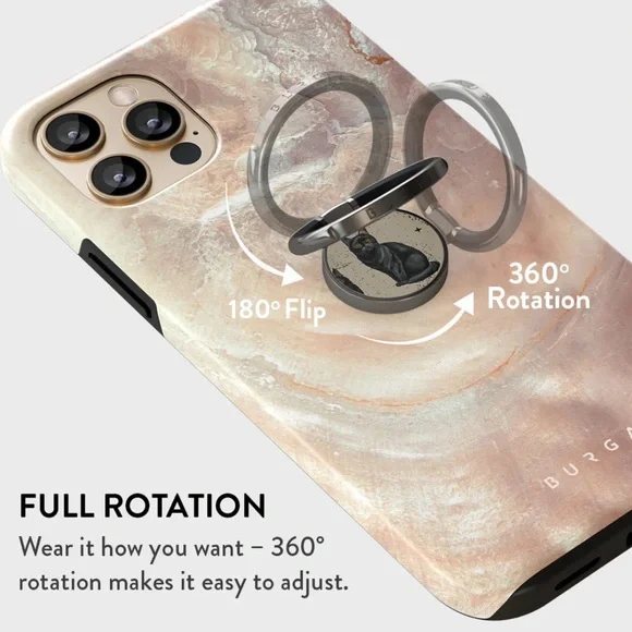 BURGA iPhone 14 Pro Max Heart Case with attached Black Cat Ring - Picture 12 of 15